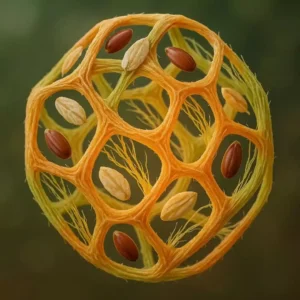 visualizes the invisible, presenting fiber not as a boring nutrient, but as a complex and foundational architectural network crucial for health.