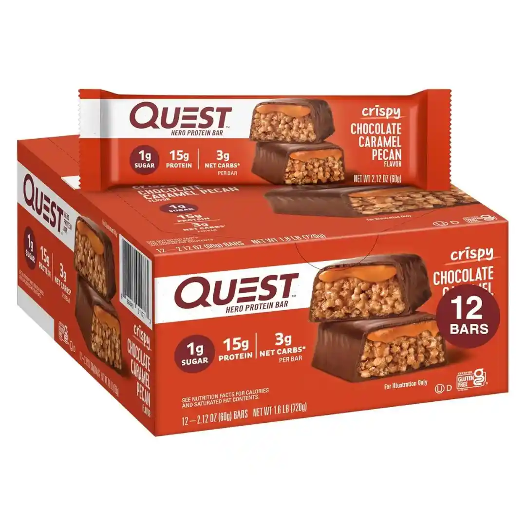 Quest Nutrition Crispy Chocolate Caramel Pecan Hero Protein Bar