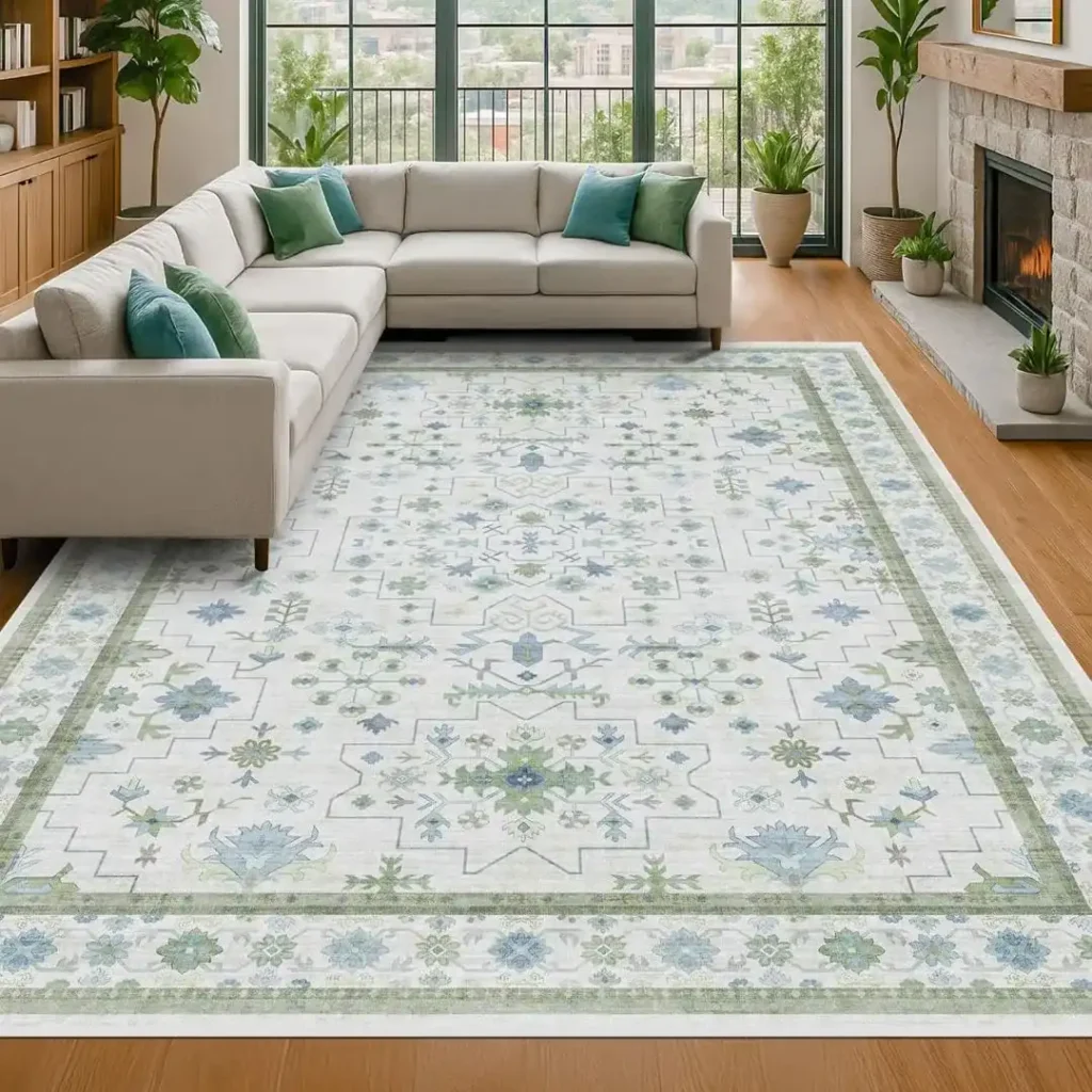 Blue and Green Living Room Rug 8x10