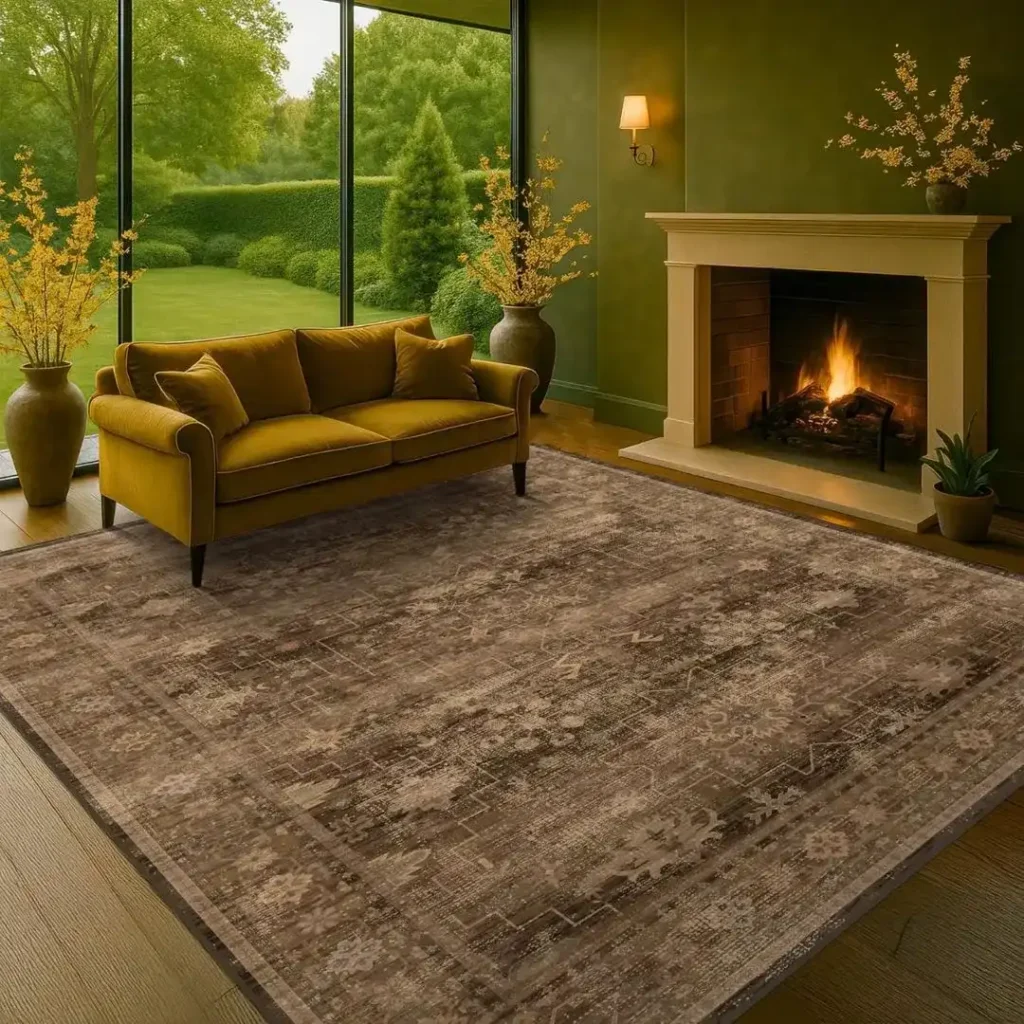 Boho Taupe Brown Living Room Rug 8x10