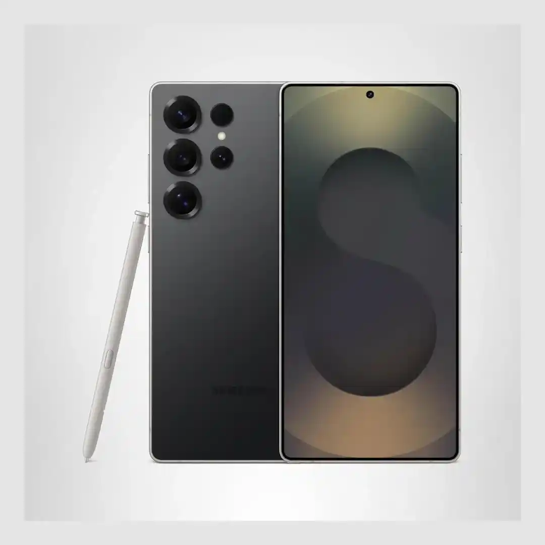 SAMSUNG Galaxy S25 Ultra smartphone showcasing sleek design and advanced AI quad-camera system