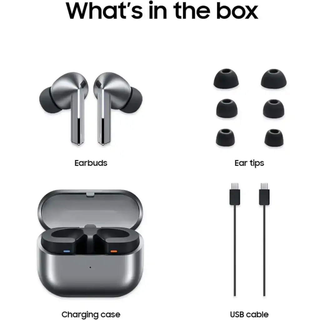 Samsung Galaxy Buds 3 Pro true wireless earbuds with charging case in a sleek modern design