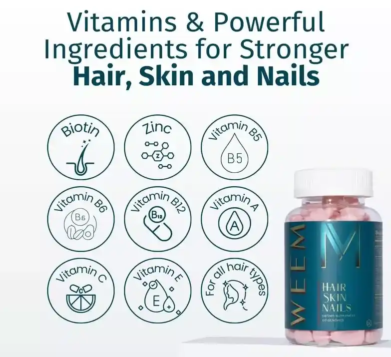 WEEM Hair Skin and Nails Gummies power